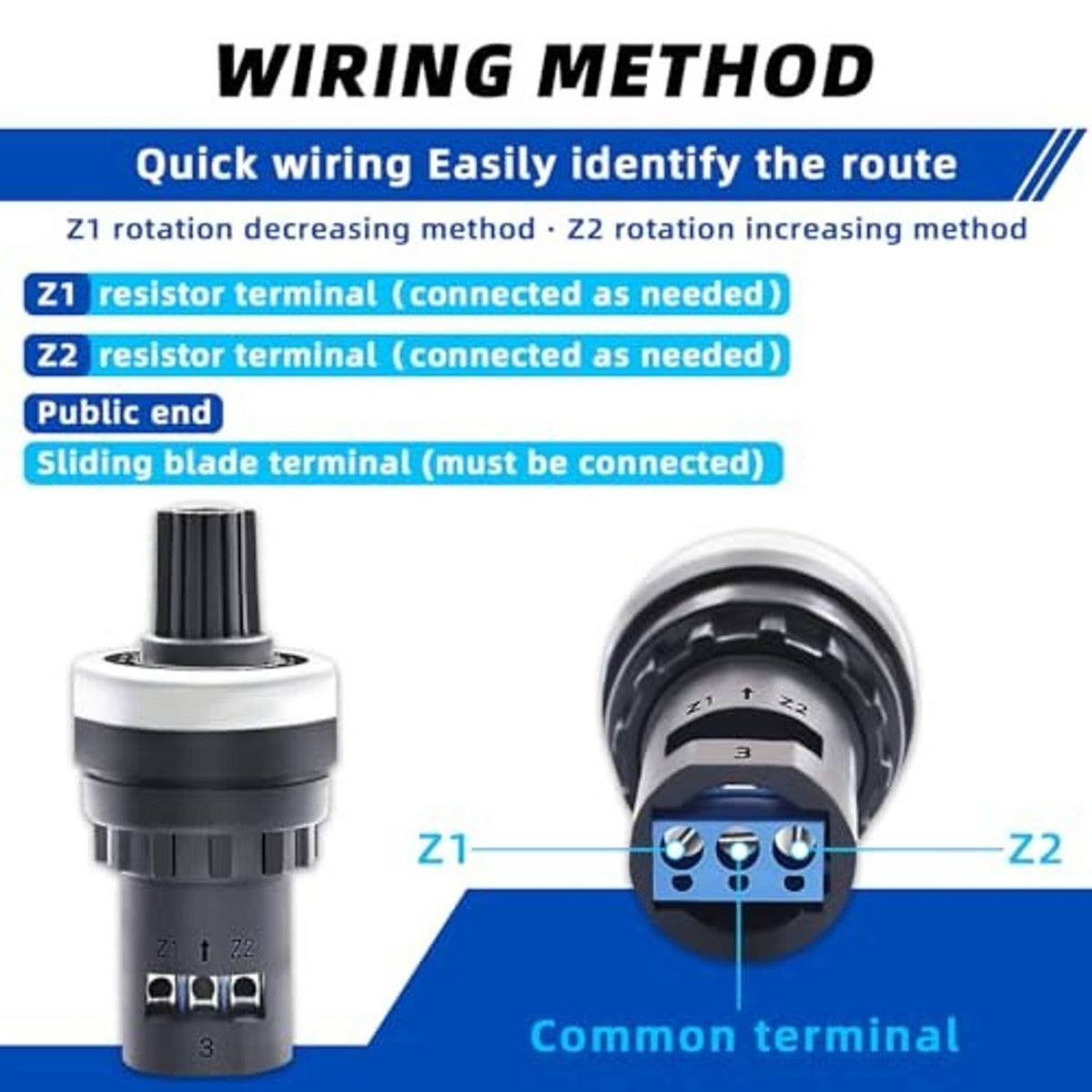 Rotary potentiometer showing Z1 and Z2 terminals and central adjustment dial