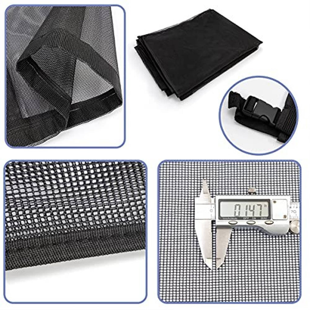 Grey mesh AC cover with corner reinforcements and foldable design