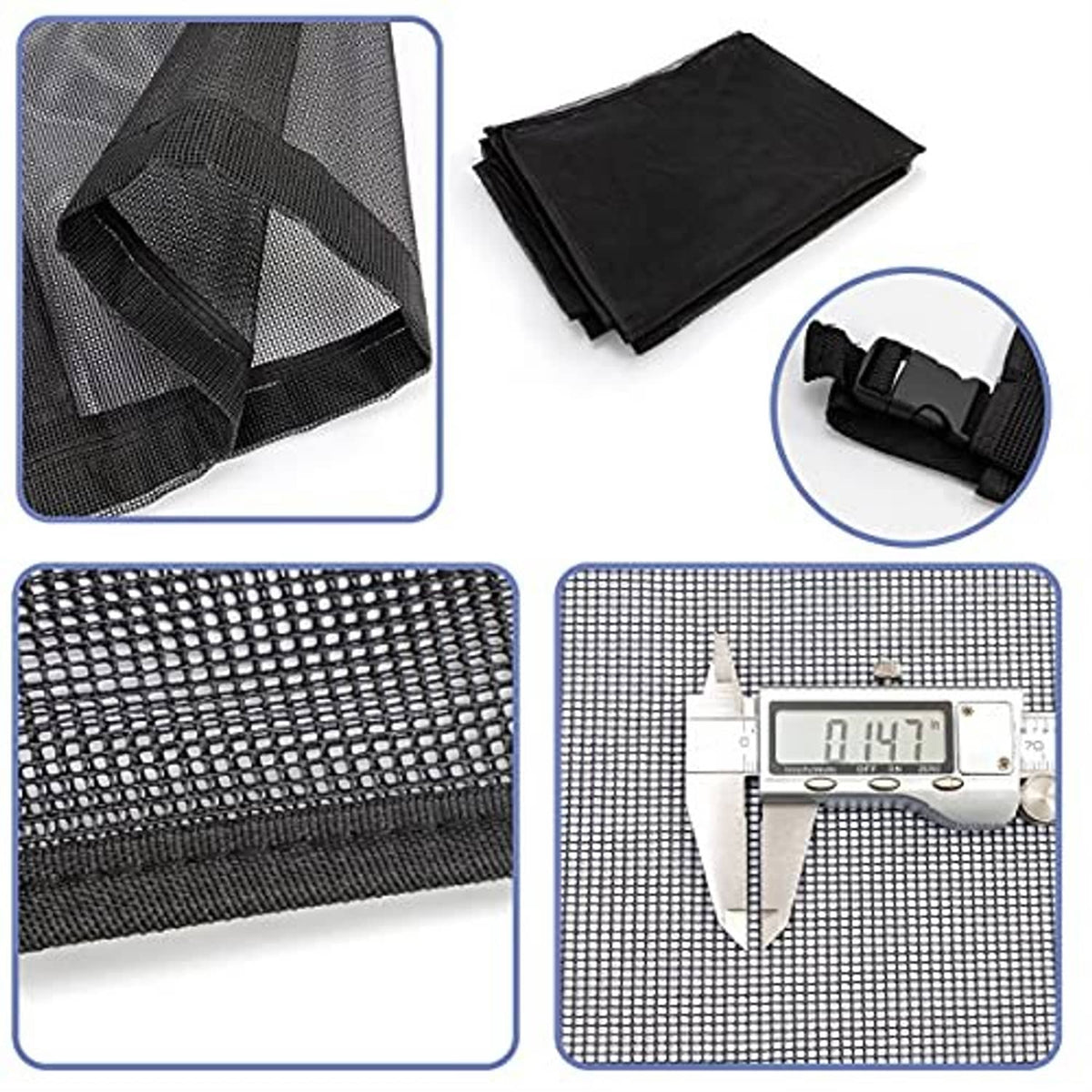 Grey mesh AC cover with corner reinforcements and foldable design