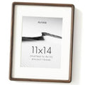 Rounded walnut 11x14 picture frame with clear glass and white backing