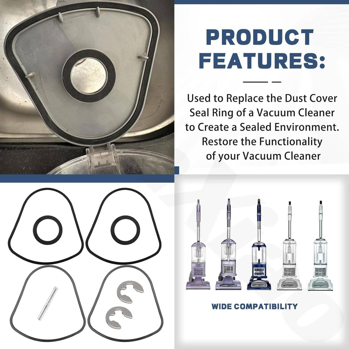 Replacement dust cover gasket set with gray molded gasket and black ring outlines