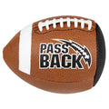 Youth composite football in orange with white stripes and Pass Back logo