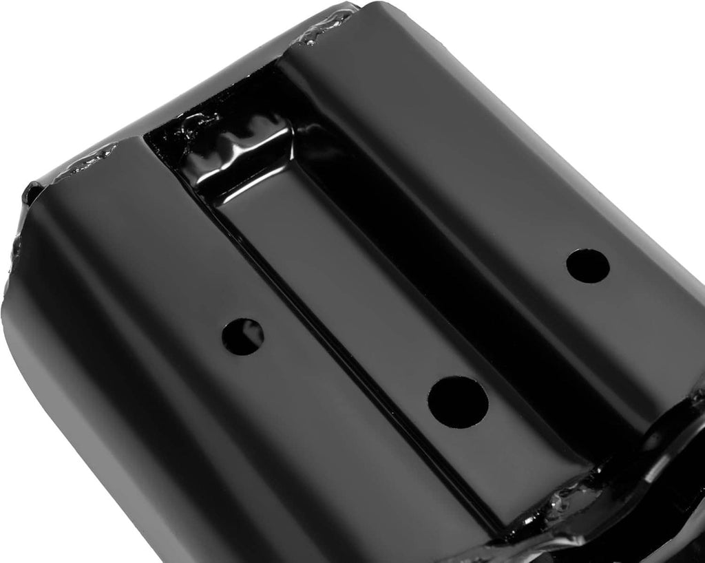 Black bracket top plate with two rectangular channels and mounting holes