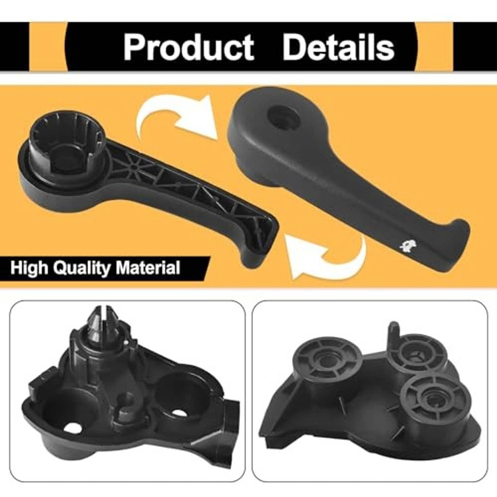 Black hood latch release handle and base assembly with product detail views