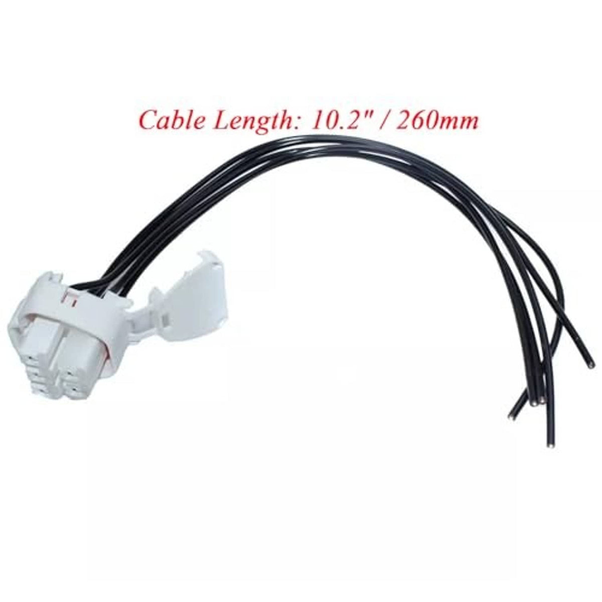 5-pin fuel pump connector pigtail with white plug and black cable, 10.2 in