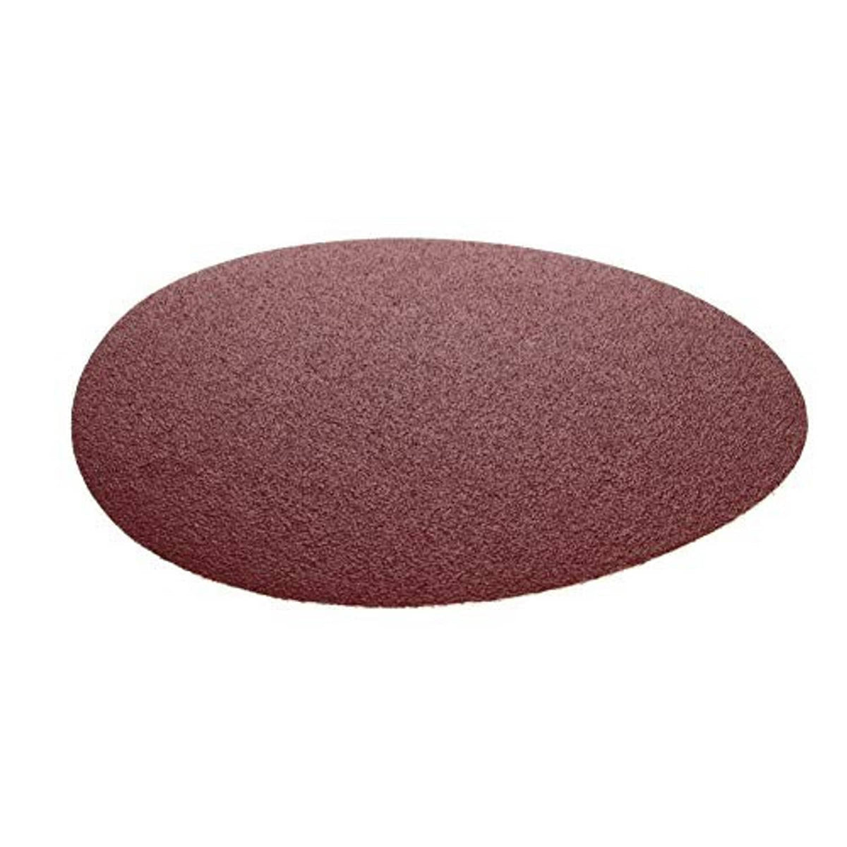Close-up red sanding disc with dense, fine abrasive grit texture