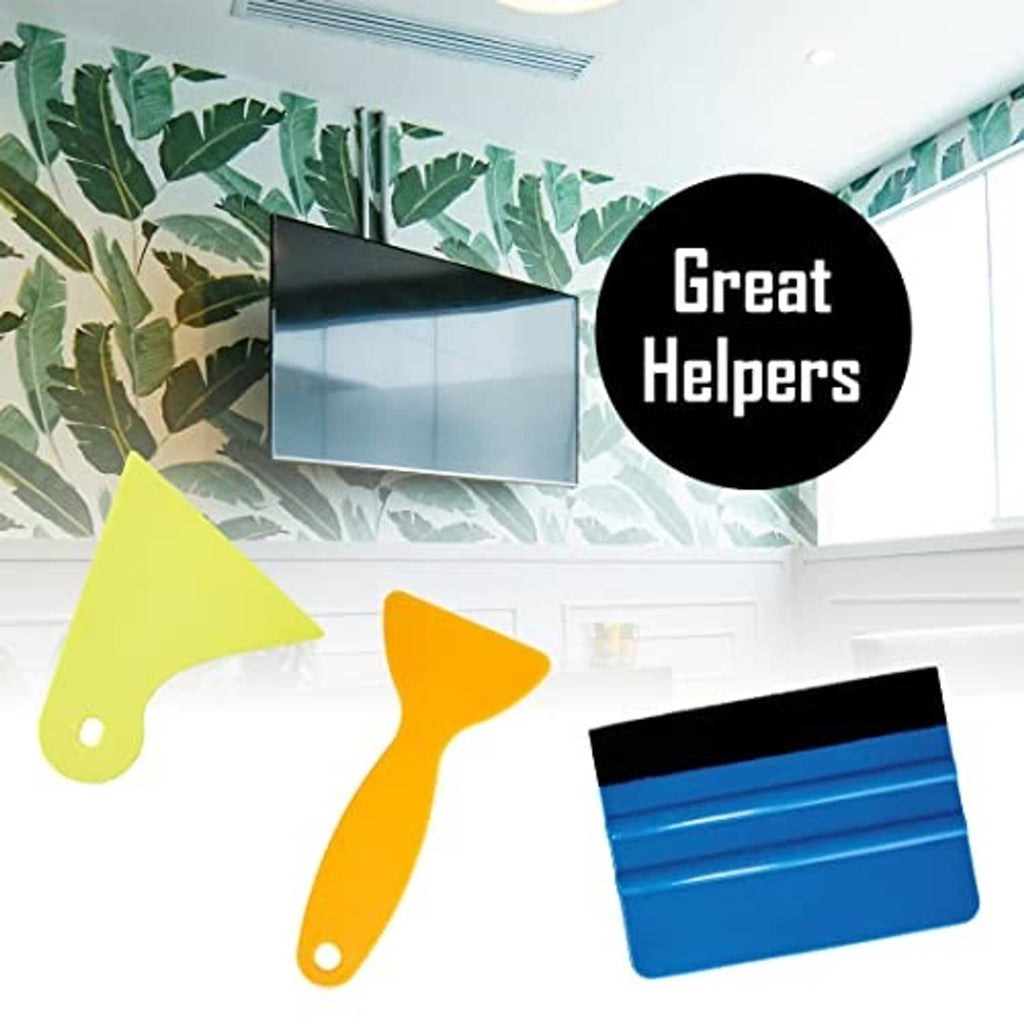 Window tint smoothing tools set with squeegee cards and tint wrap squeegee