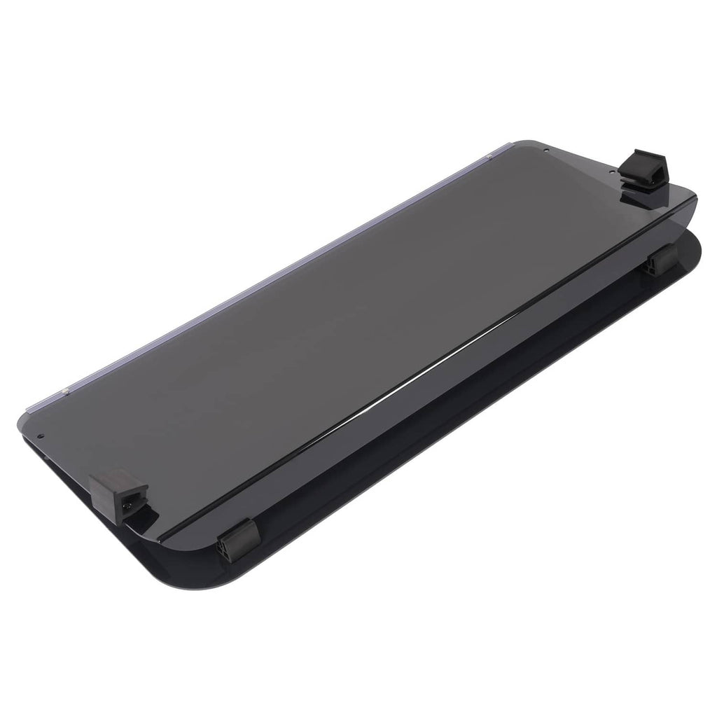 Tinted fold-down windshield windscreen with black latch pieces and side brackets