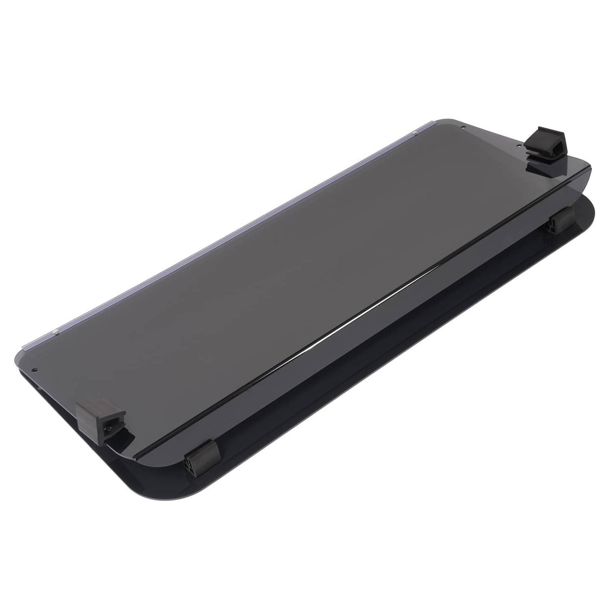 Tinted fold-down windshield windscreen with black latch pieces and side brackets