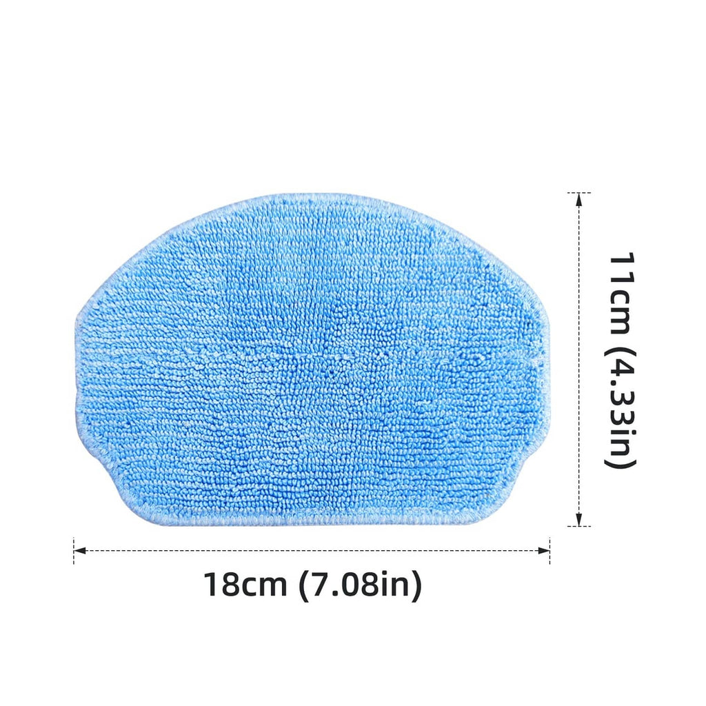 Blue microfiber mop pad, rounded oval shape; 18 x 11.4 cm