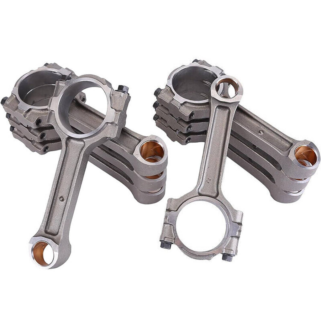Set of engine connecting rods with bronze bearings, silver steel finish, 8-piece