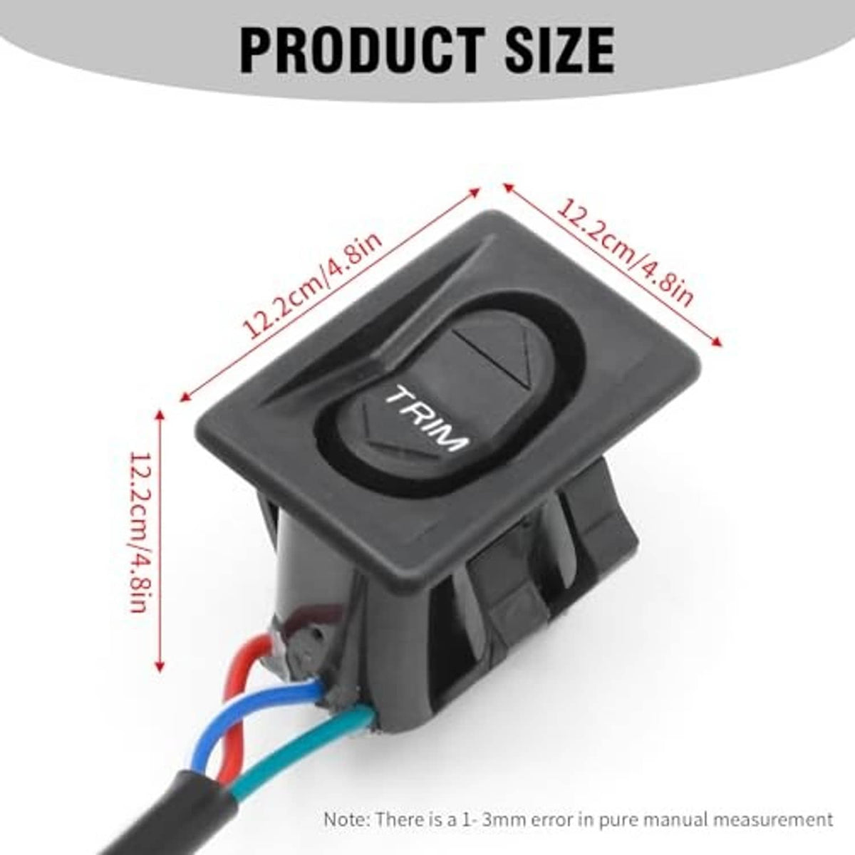 Black square trim switch rocker with wiring leads