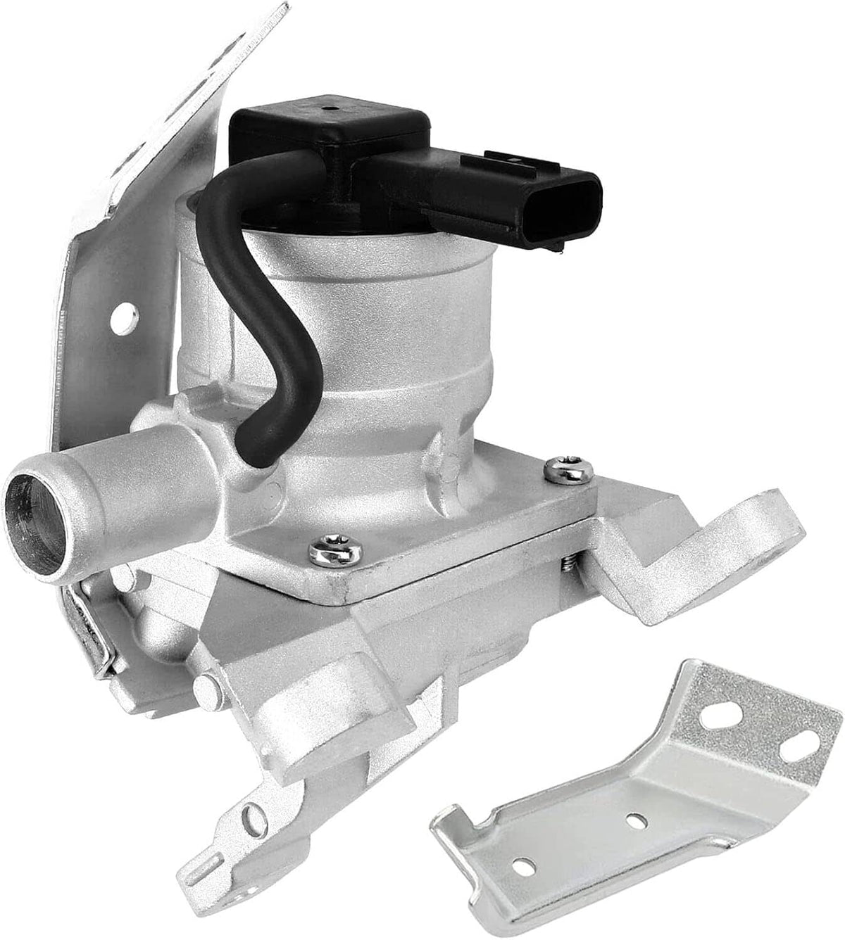 Secondary air injection check valve with black electrical connector and silver metal body