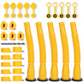 Yellow gas can spout replacement nozzle set with sealing caps and rubber gaskets