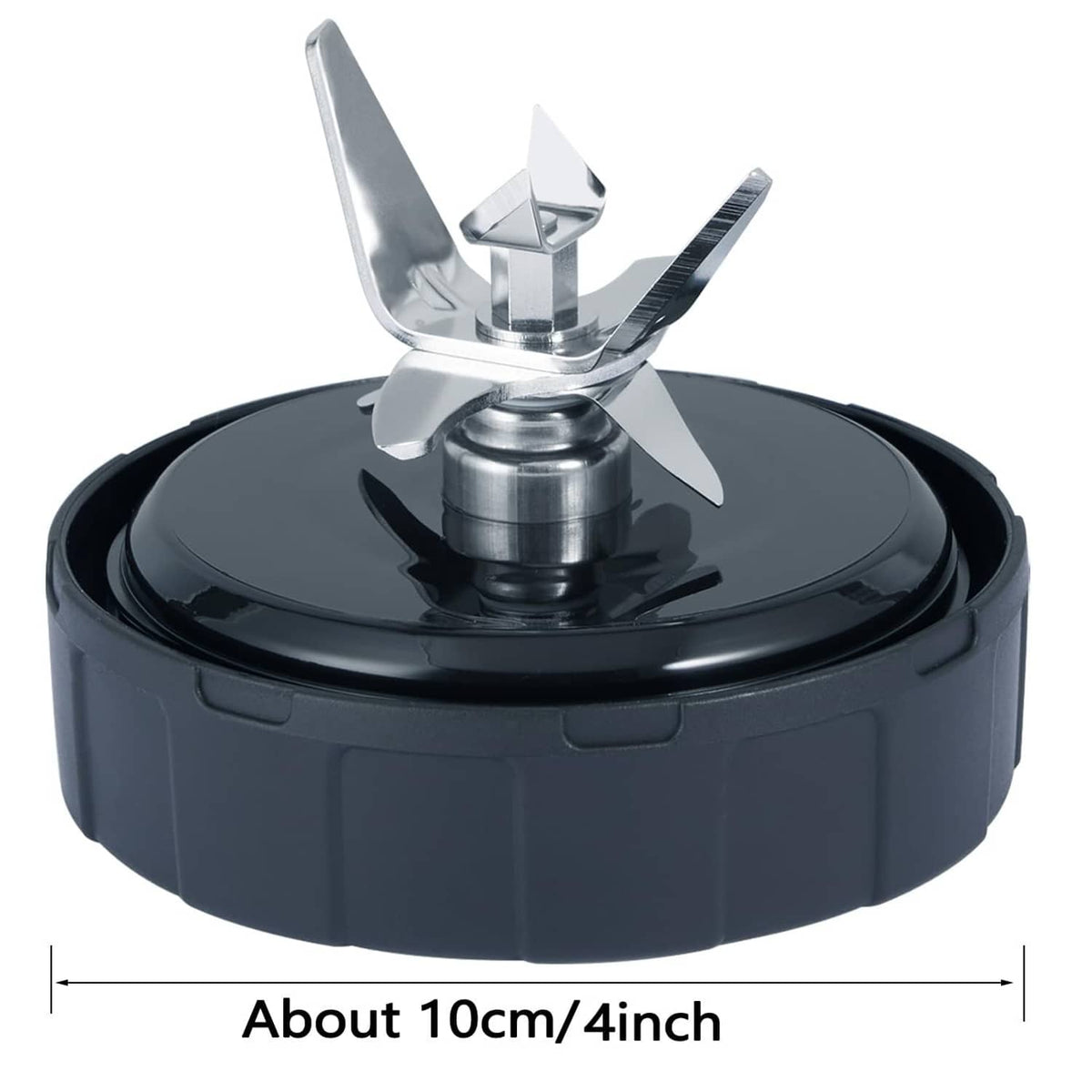 Replacement blender blade assembly with black base, metal multi-blades