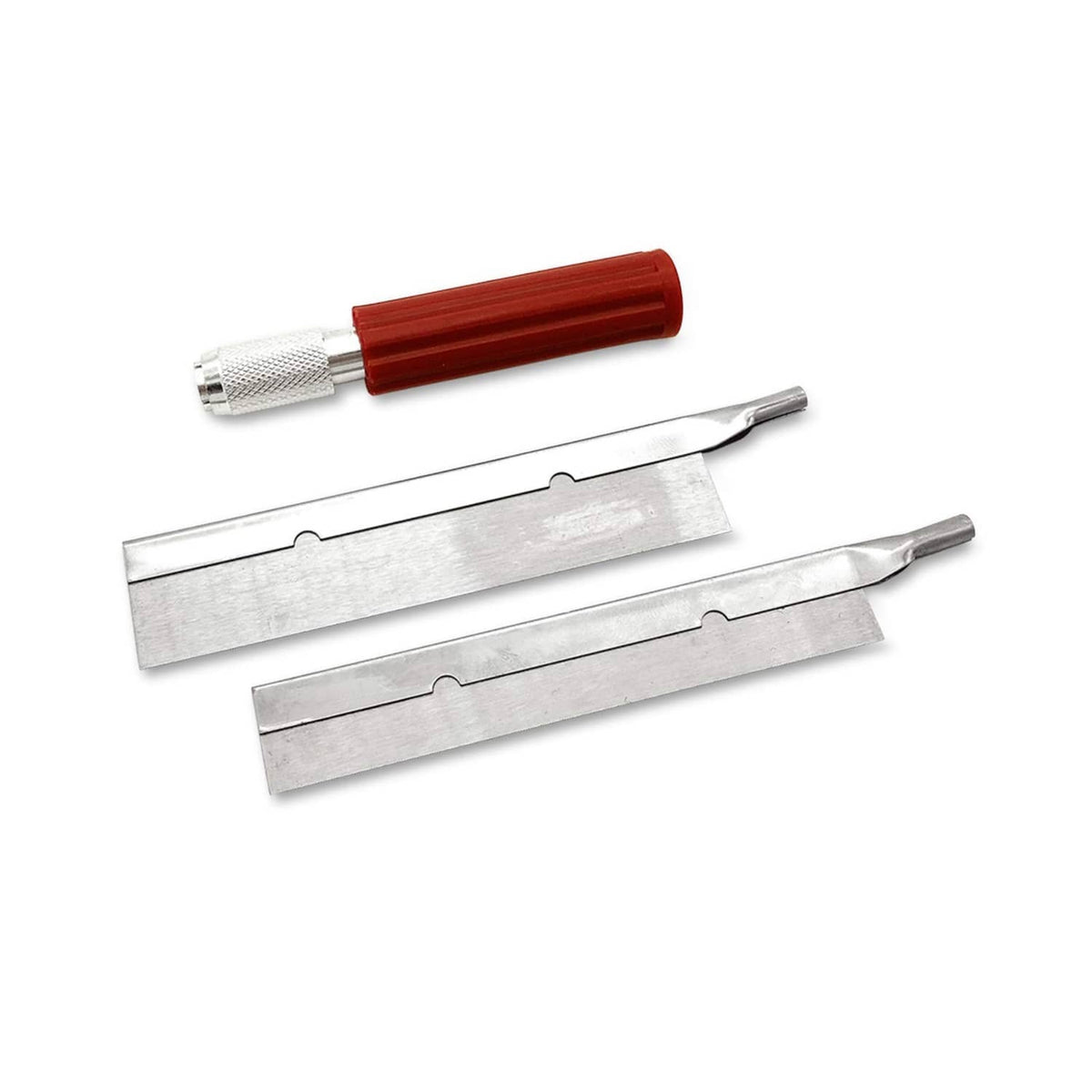Precision pull hobby saw set: 2 silver replacement blades and red pull handle