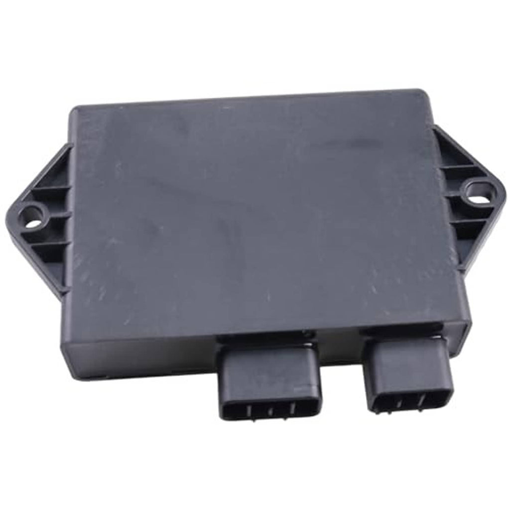 Dark gray ignition control unit box with front plug sockets and side mounting ears