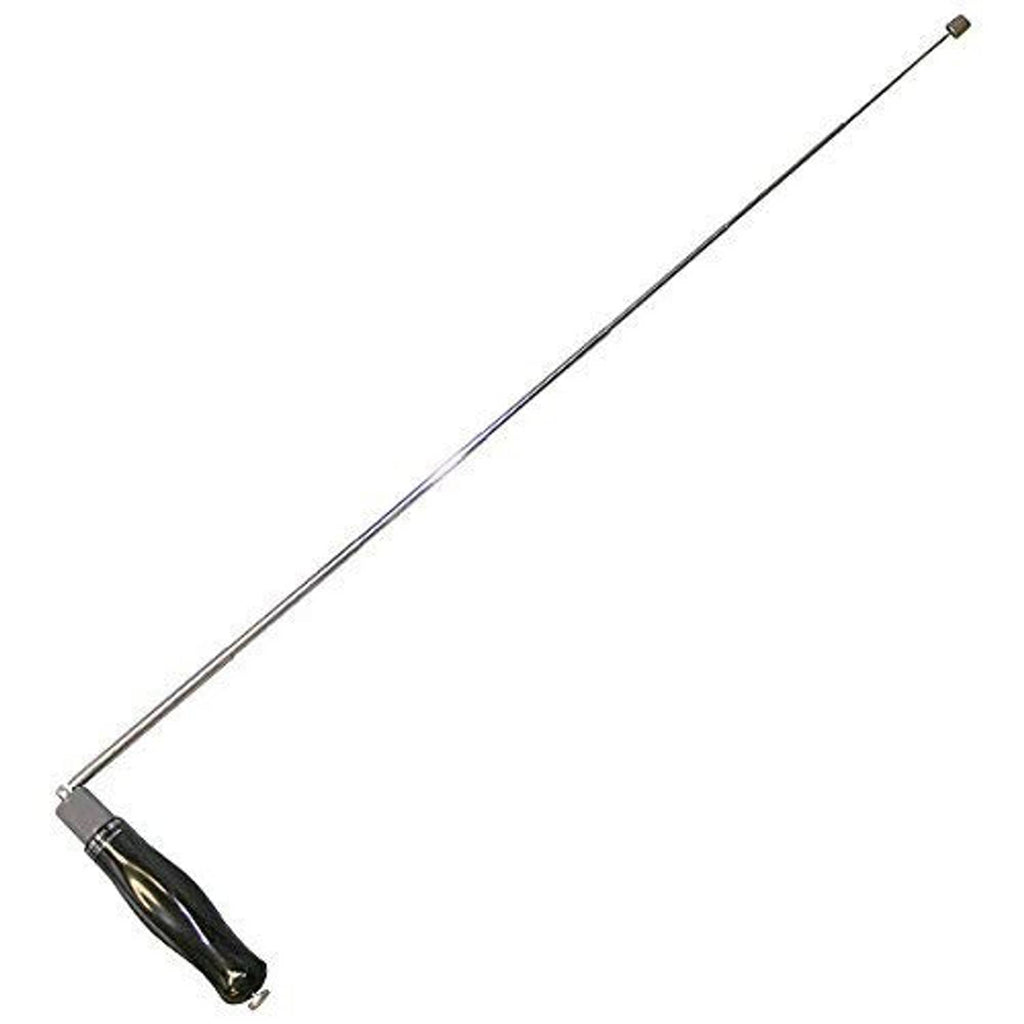 Pipe locator with long metal probe and black handheld handle