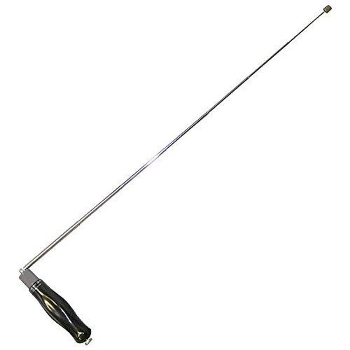 Pipe locator with long metal probe and black handheld handle
