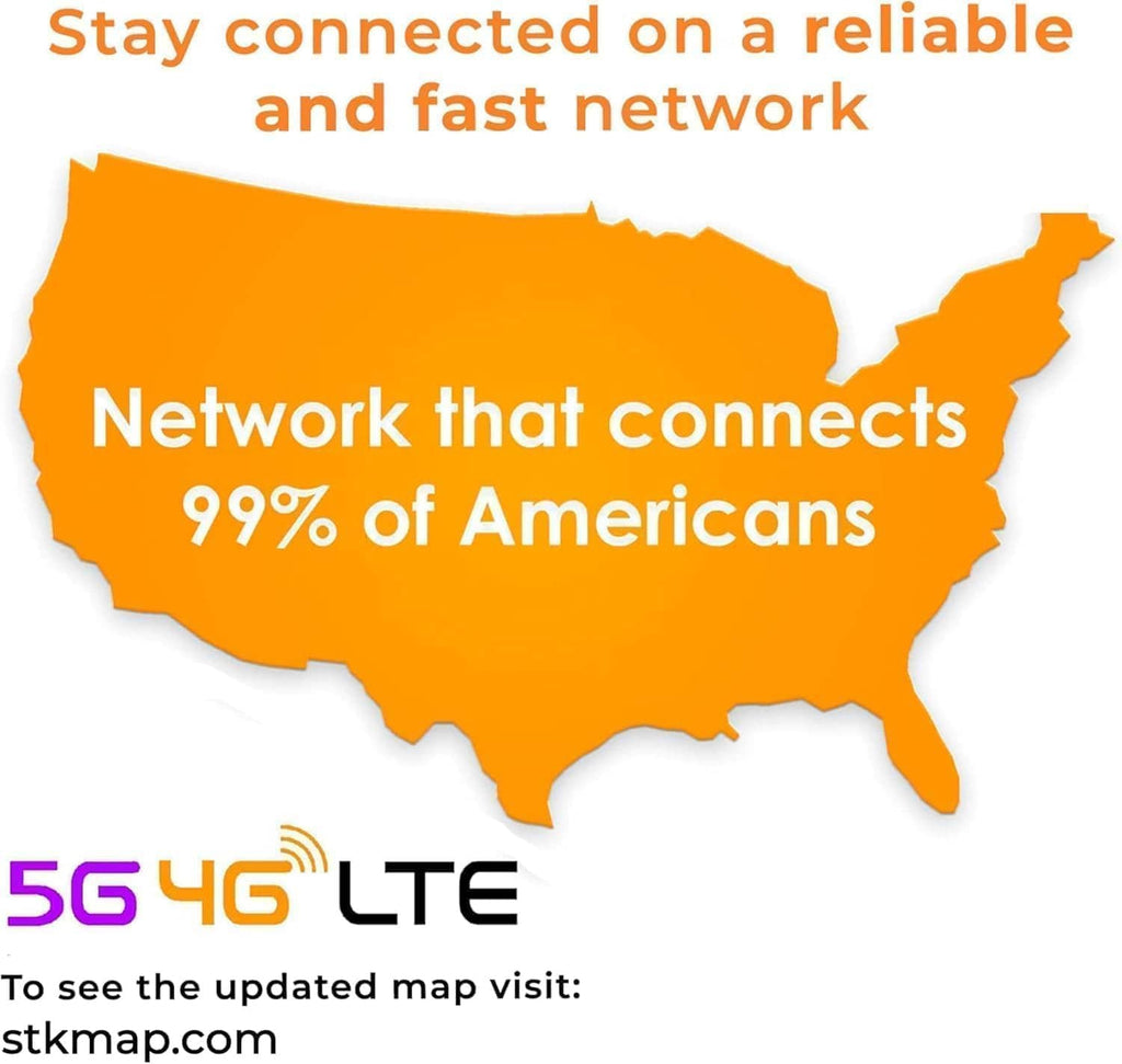 US coverage map graphic labeled 5G 4G LTE with network reliability statement