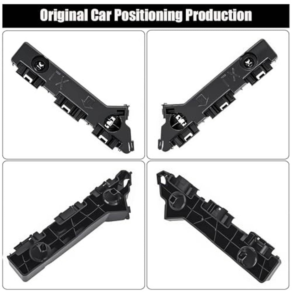 Black front bumper cover brackets with molded tabs and screw fastener openings