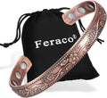 Engraved copper magnetic bracelet with round magnetic button closures, floral border