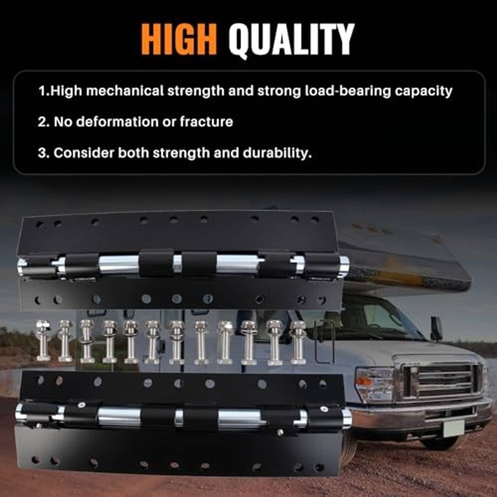Black steel bracket set with pivot arms, mounting bolts, and L-shaped hex key