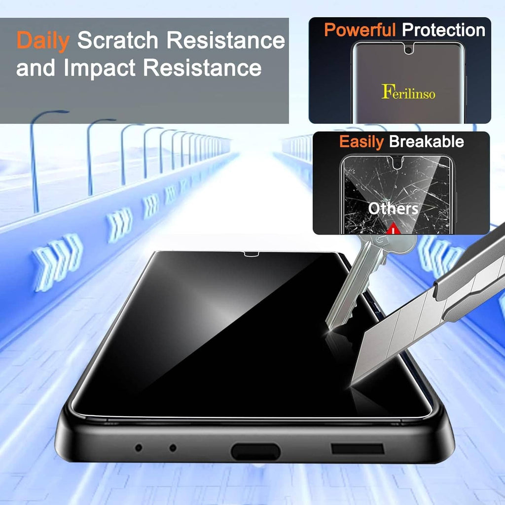 Ferilinso Z Flip privacy screen protector for flat front, black film covering screen area