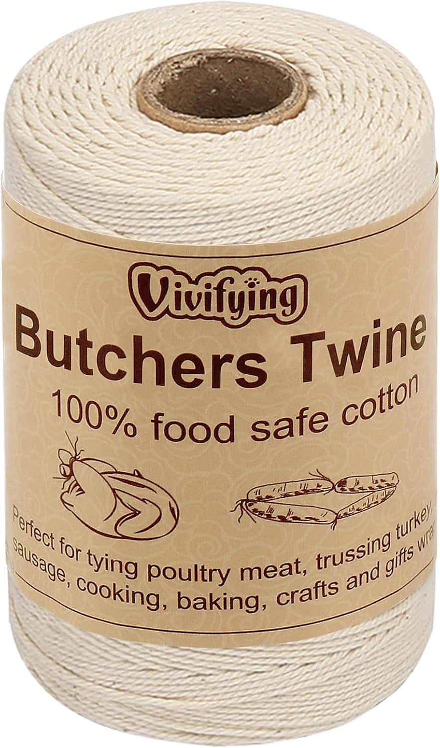 Vivifying butchers twine roll, white cotton string for tying meat and roasting