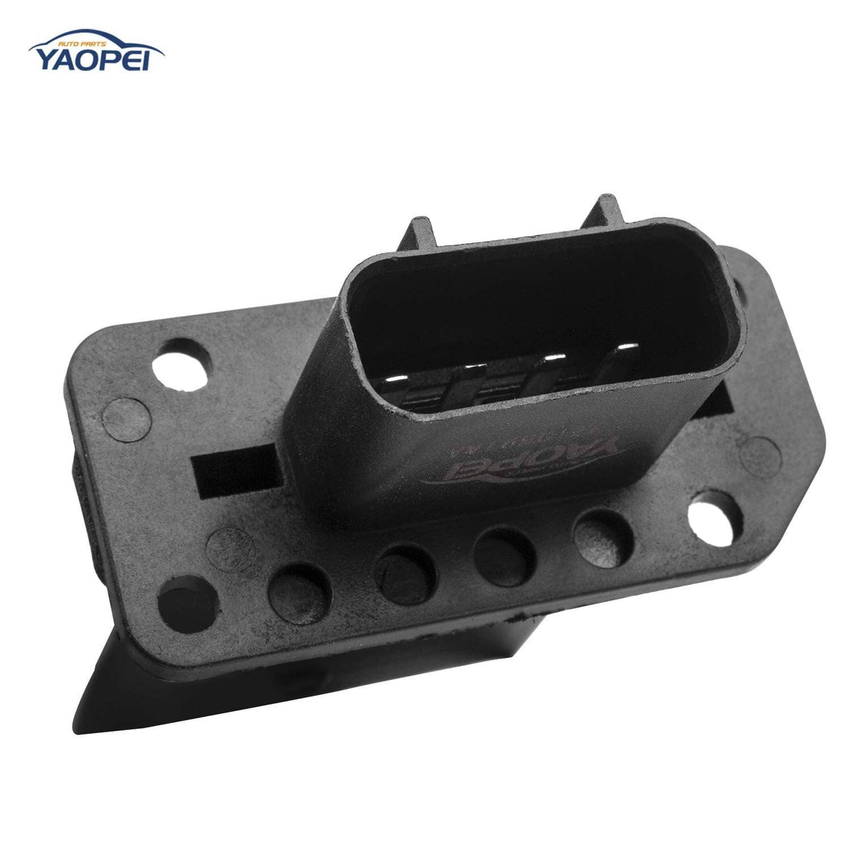 HVAC fan blower motor resistor with large black socket and mounting holes