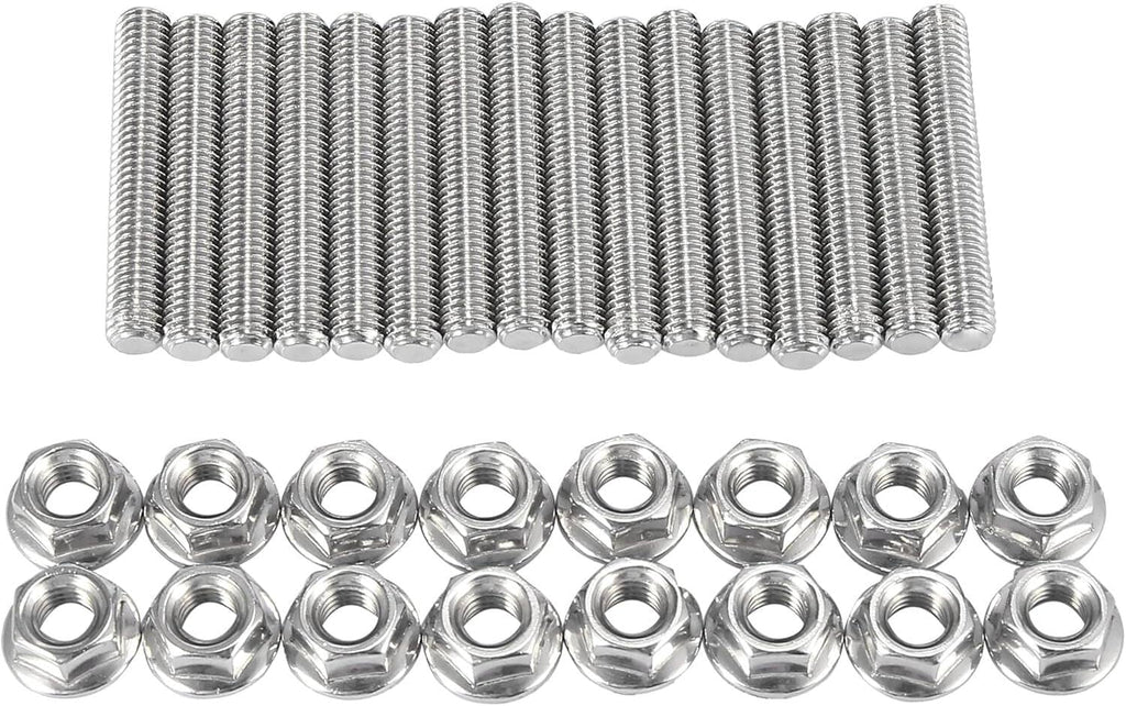 Stainless steel exhaust manifold nuts, set of hex flange nuts with center holes