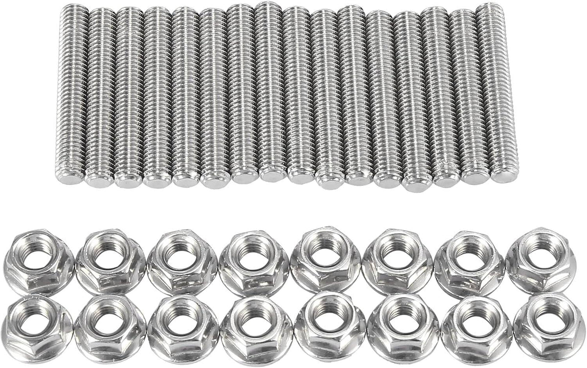 Stainless steel exhaust manifold nuts, set of hex flange nuts with center holes