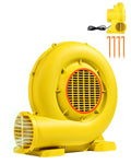 Yellow inflatable bounce house blower fan with round inlet and side intake vents