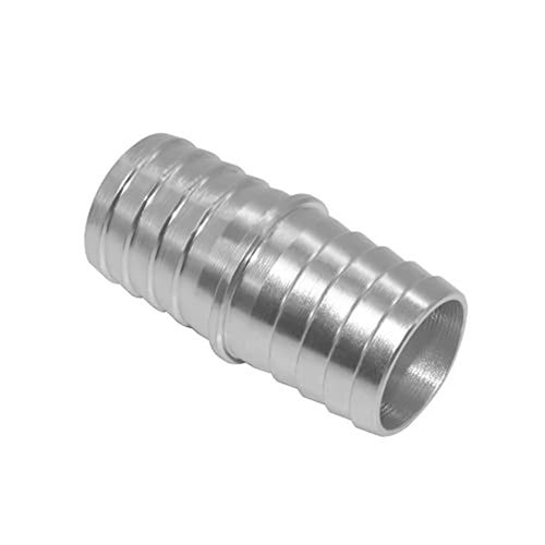 Aluminum hose barb splice coupler, 1 in x 1 in, cylindrical barbed fitting