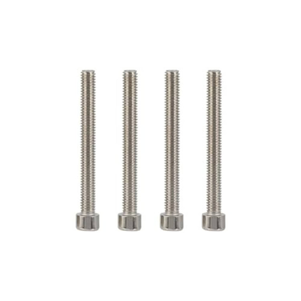 Set of stainless steel mounting screws for black motorcycle handlebar riser clamp
