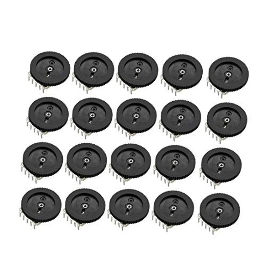 Bulk pack of black rotary potentiometer dials with metal shaft and 3-pin leads