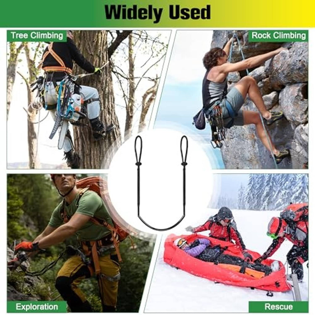 Black single-step climbing stick aider with two rope loops and curved step