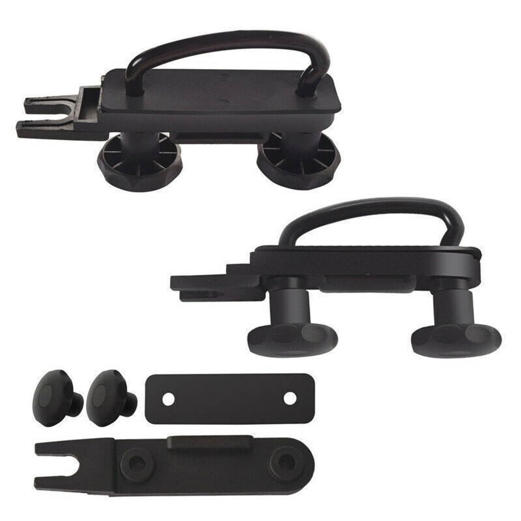 Black U-bolt roof box mounting clamp set with brackets and fasteners