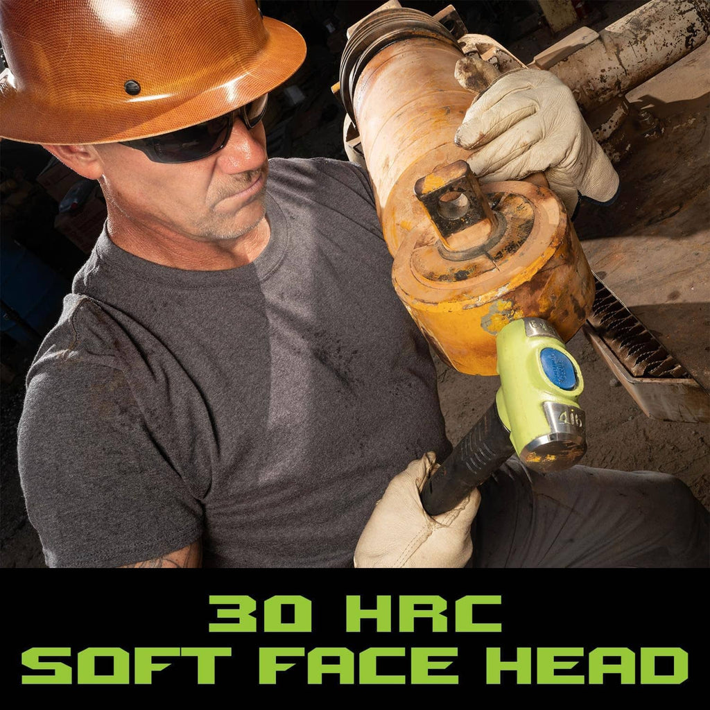 Soft face sledge hammer with wooden handle and yellow padded head
