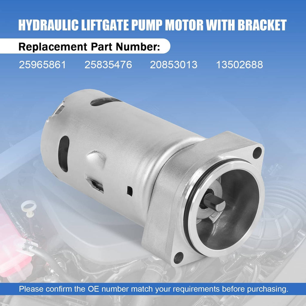 Hydraulic liftgate pump motor with mounting bracket, metal cylinder body and wiring terminals