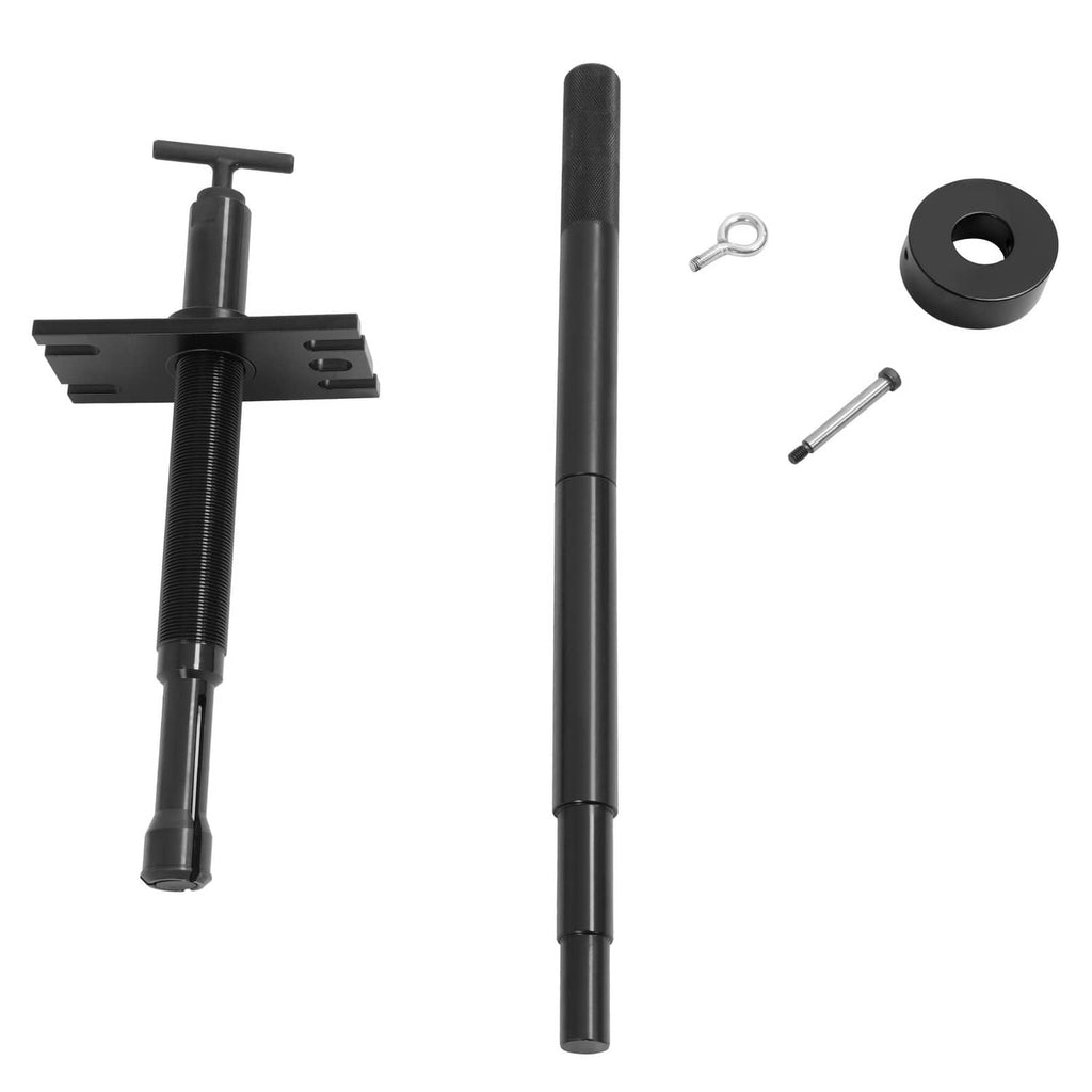 Gimbal bearing puller tool with black fork handle, long shaft, and small pin hardware