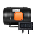 8 inch inline duct fan blower with orange controller and black housing