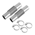 Stainless steel exhaust pipe connectors with corrugated sleeves and 4 hose clamps