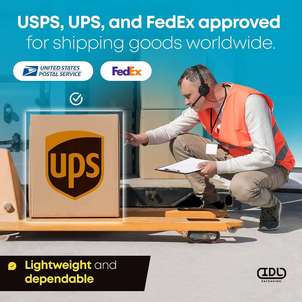 Corrugated shipping box for UPS and FedEx delivery, lightweight and dependable