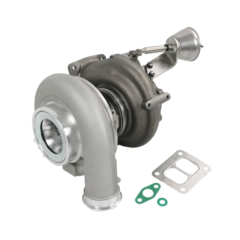 Turbocharger assembly with silver compressor inlet and green gasket set