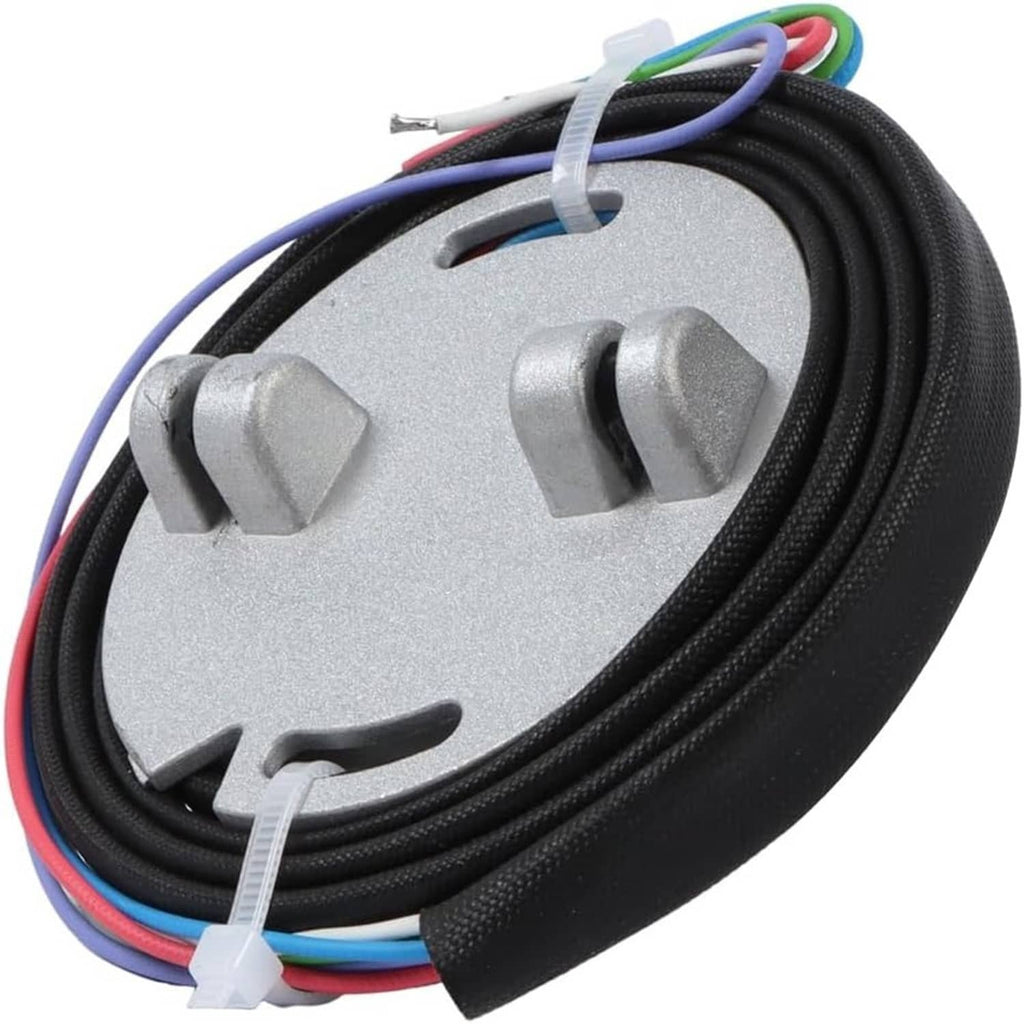 Metal ignition controller with black coiled wiring harness and attached multi-wire leads