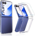 Transparent hard case with clear screen protector for Galaxy Z Flip7, foldable design