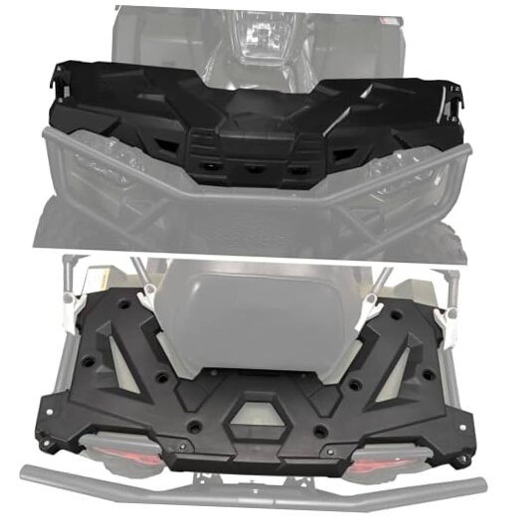Black front rack assembly with mounting brackets and gray base plate