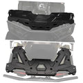 Black front rack assembly with mounting brackets and gray base plate