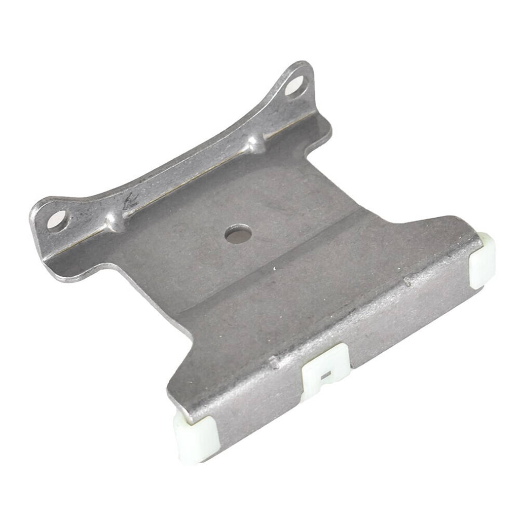 Silver metal timing guide rail with mounting holes and cutout